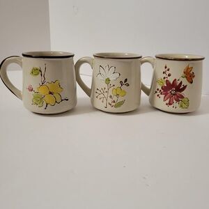 Set of 3 Vintage ji Stonecrest Mugs - Plum Blossom Springtime & Forever Korea